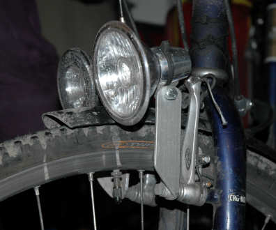 View of the dual headlights